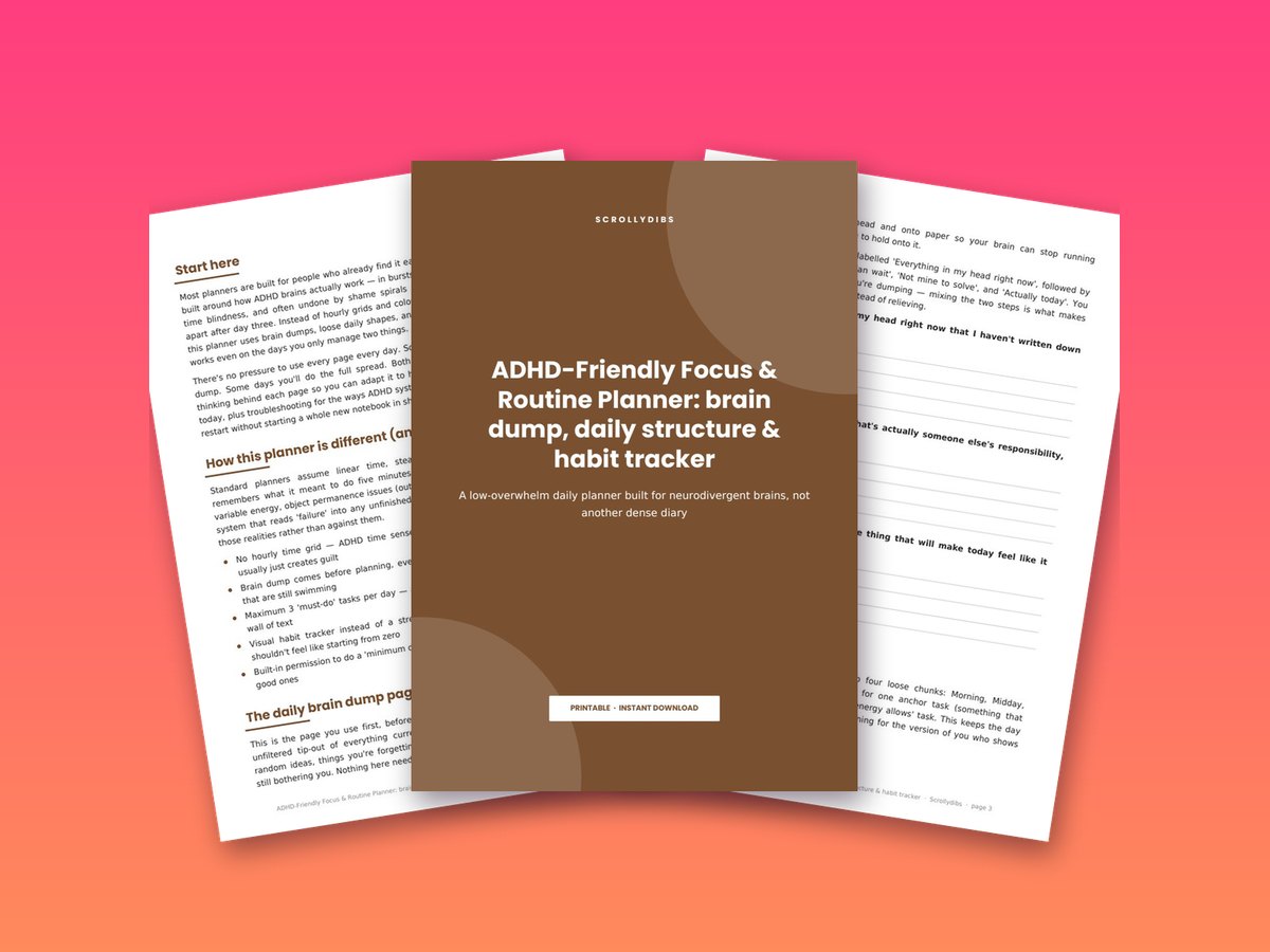 ADHD-Friendly Focus & Routine Planner: brain dump, daily structure & habit tracker
