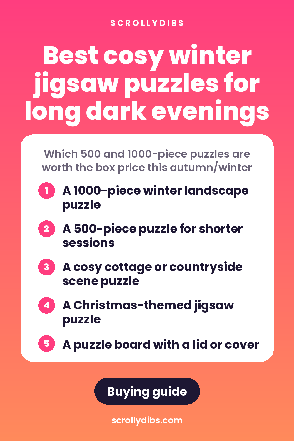 Best cosy winter jigsaw puzzles for long dark evenings