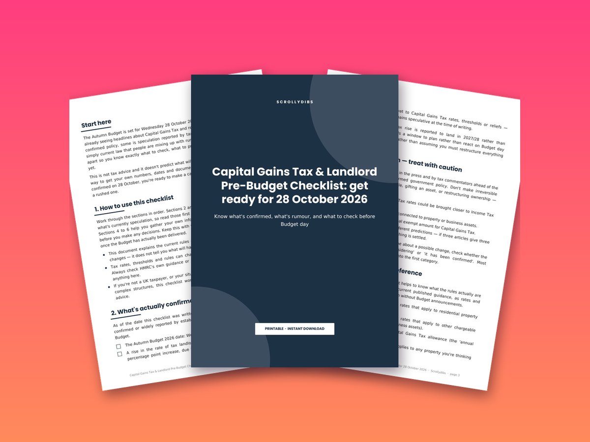 Capital Gains Tax & Landlord Pre-Budget Checklist: get ready for 28 October 2026