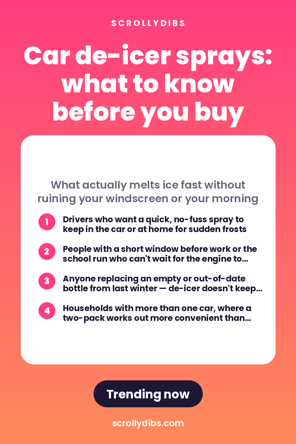 Car de-icer sprays: what to know before you buy