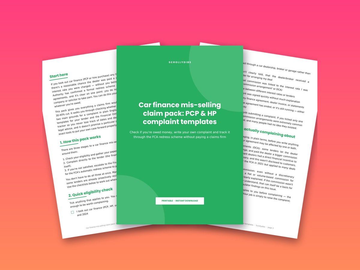 Car finance mis-selling claim pack: PCP & HP complaint templates