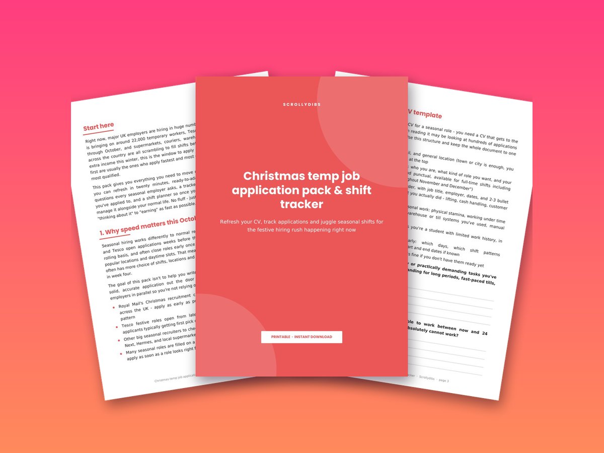 Christmas temp job application pack & shift tracker