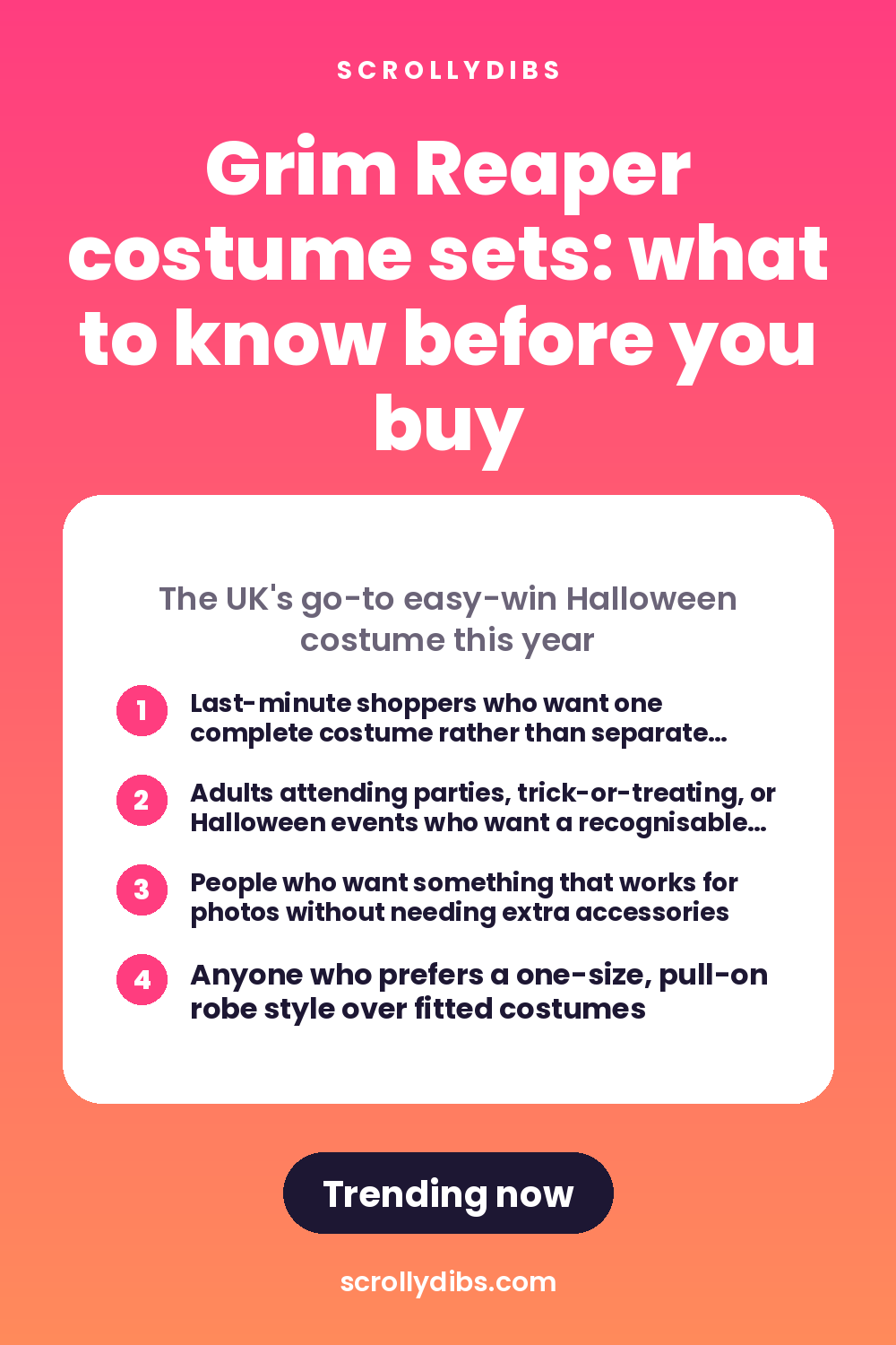 Grim Reaper costume sets: what to know before you buy
