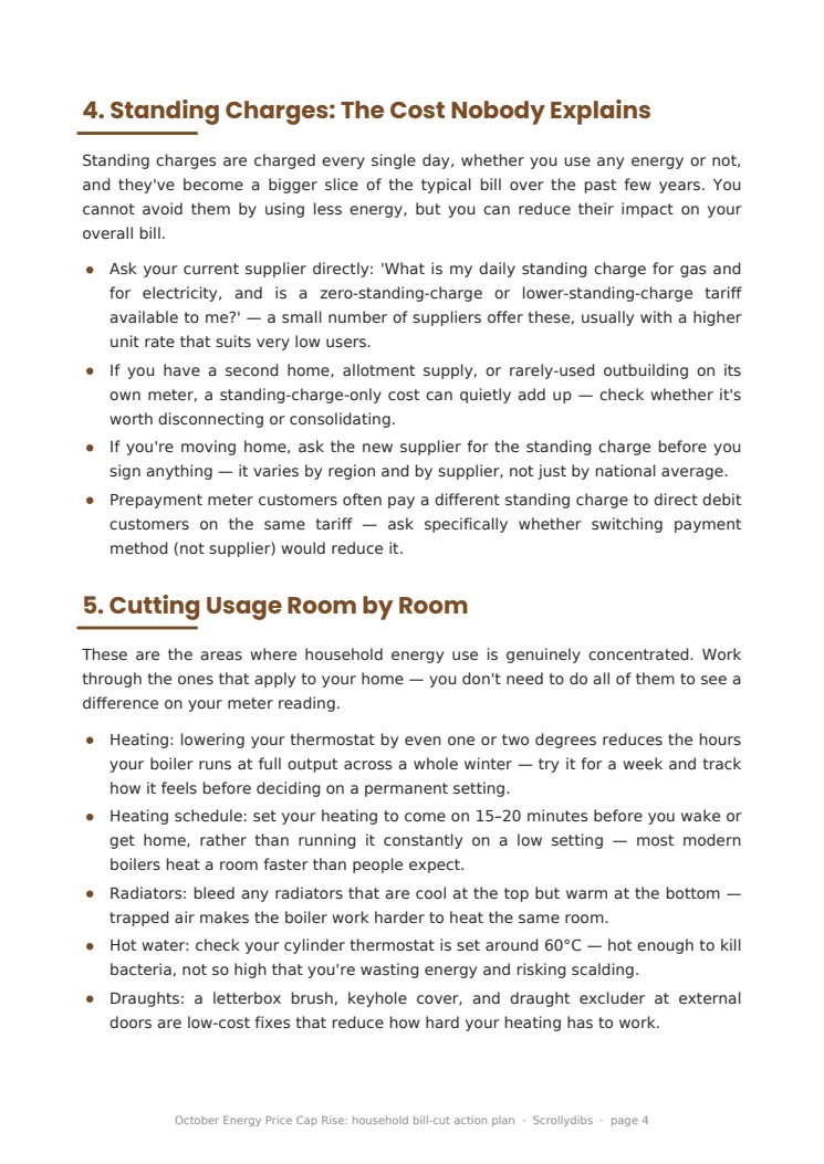 Inside page 3 of October Energy Price Cap Rise: household bill-cut action plan
