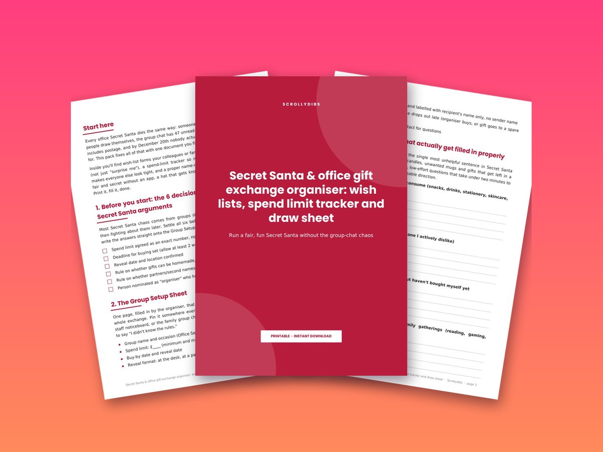 Secret Santa & office gift exchange organiser: wish lists, spend limit tracker and draw sheet
