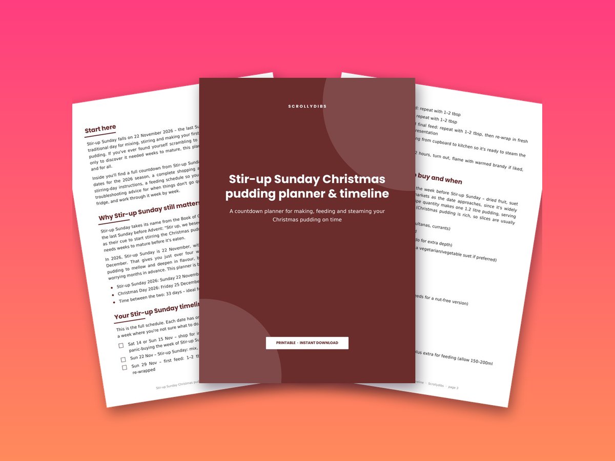 Stir-up Sunday Christmas pudding planner & timeline