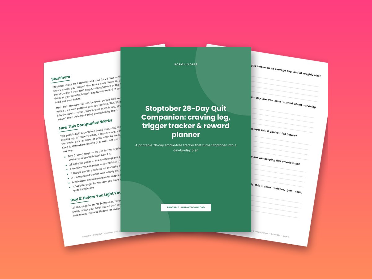 Stoptober 28-Day Quit Companion: craving log, trigger tracker & reward planner