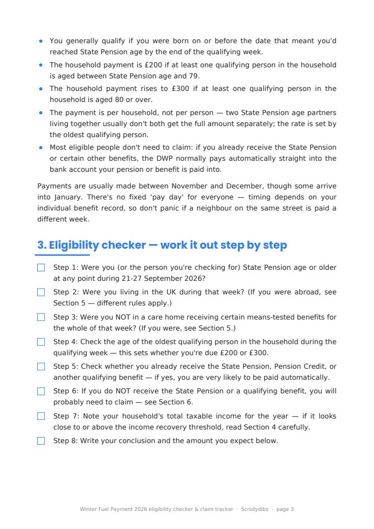 Inside page 2 of Winter Fuel Payment 2026 eligibility checker & claim tracker